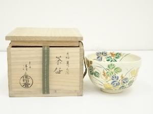 京焼　伊坂清香造　色絵葛之図茶碗（共箱）